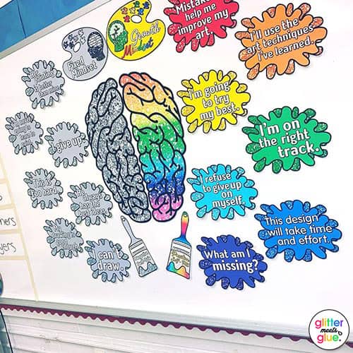 growth mindset posters for art teachers with a paint splatter theme