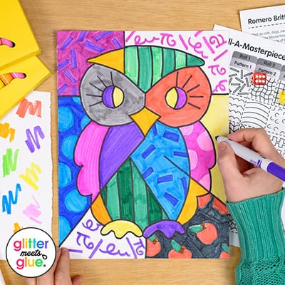 romero britto pop art owls project for elementary