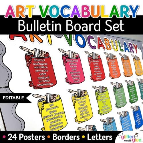 art vocabulary words bulletin board for elementary art