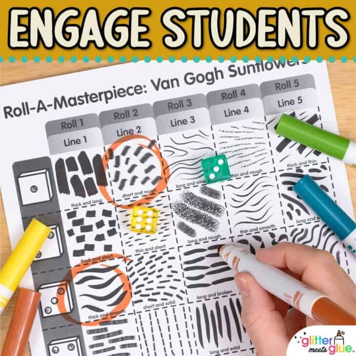 Van Gogh Sunflowers Art Game – Elementary Oil Pastel Art Project