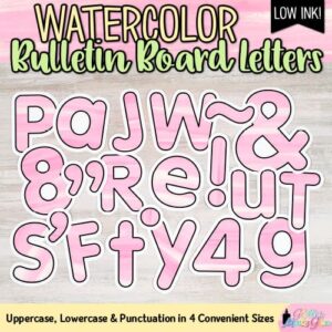 pink watercolor bulletin board letters for teachers