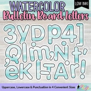teal watercolor bulletin board letters for teachers