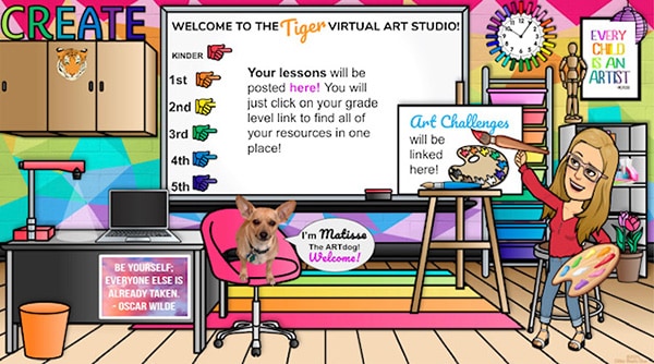 art room bitmoji virtual classroom ideas