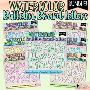 watercolor bulletin board letters bundle
