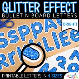 blue glitter bulletin board letters for teachers