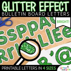 green glitter bulletin board letters for teachers