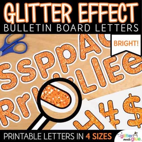 orange glitter bulletin board letters