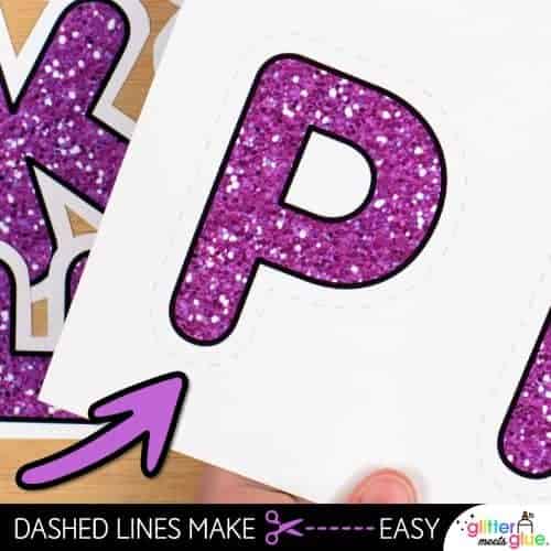 purple glitter alphabet letters for art teachers