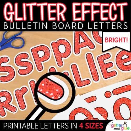 red glitter bulletin board letters