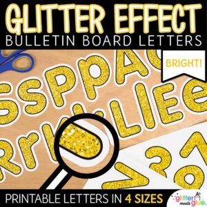 yellow glitter bulletin board letters for teachers