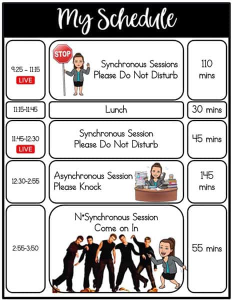 bitmoji virtual schedule for teachers and students during distance learning