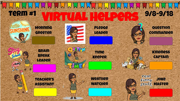 classroom jobs chart for virtual learning