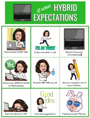 hybrid learning expectations chart for teachers and students