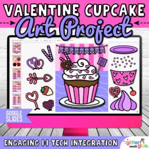 digital valentine cupcake art project
