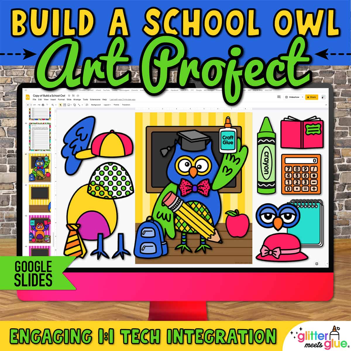 digital school owl art project