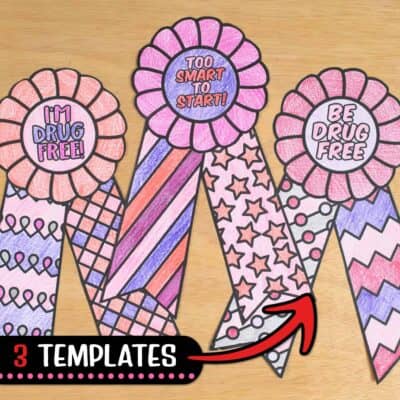 Red Ribbon Week Coloring Craft – Writing Prompts & Template
