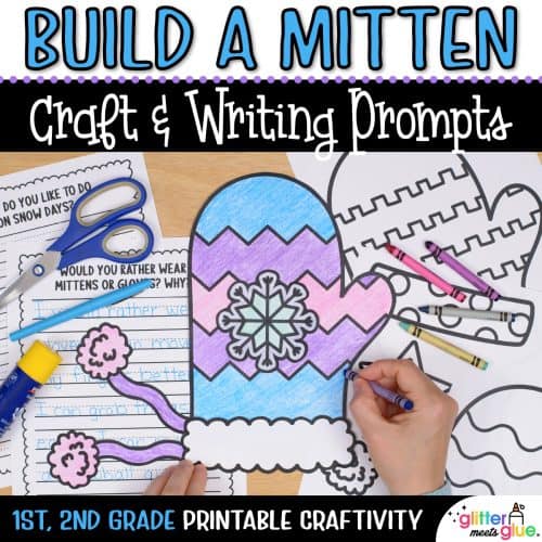 mitten coloring craft and writing prompts