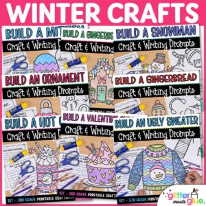 winter craft bundle and writing prompts for elementary kids