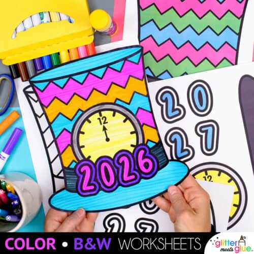 New Years Eve Hat Coloring Craft - Image 2