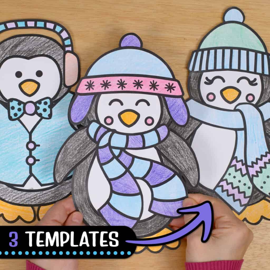 Penguin Coloring Craft – Template & Winter Crafts for 1st Grade