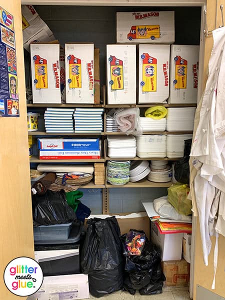 classroom closet in an art room