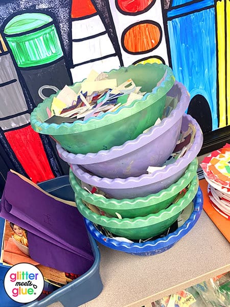 large plastic bowls for storing scrap paper