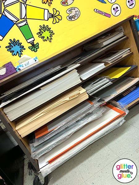 oversized paper storage in an art room