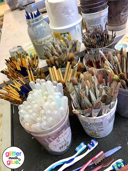 plastic recycled containers for art room organization