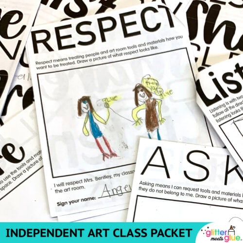 art room rules worksheets