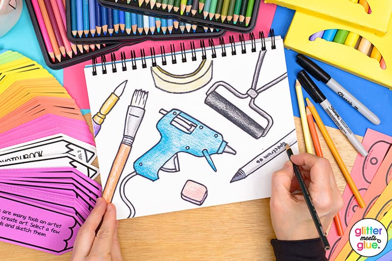 elementary art sketchbook prompts for grades 3-5