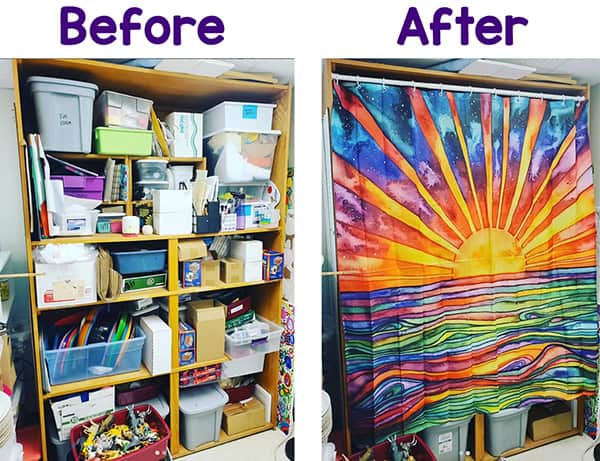 shower curtain art room hack