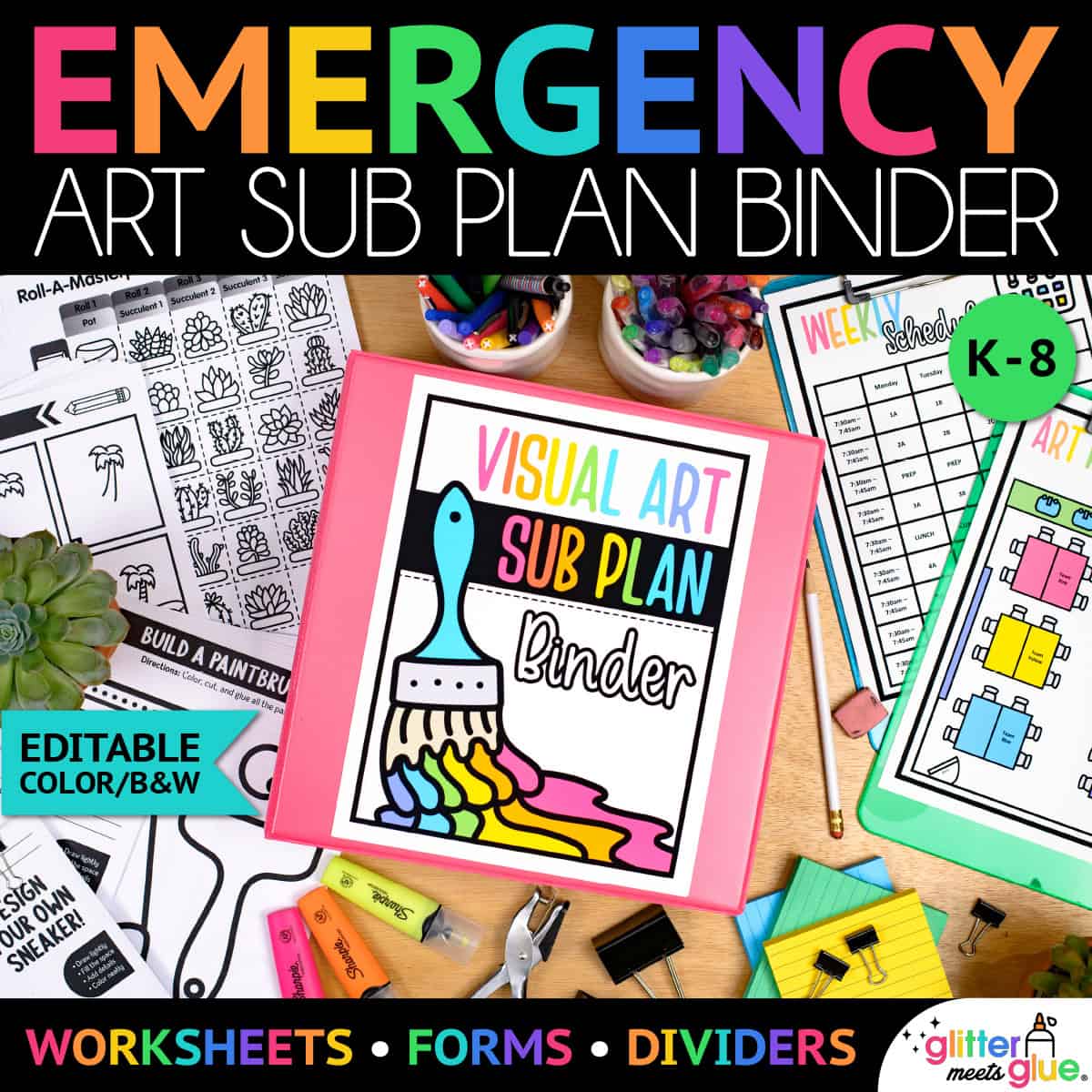 art sub plan binder