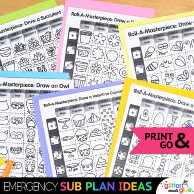 Roll and Draw Games Pack – Roll a Dice Elementary Art Sub Plans