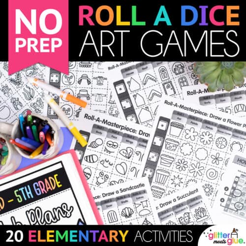 roll and draw games for elementary art sub plans