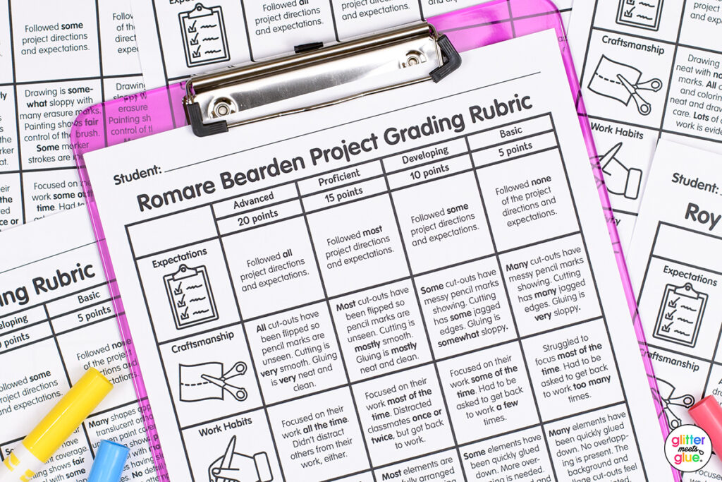 visual art rubric for grading artwork