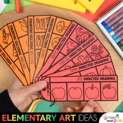 fall guided drawing for elementary art