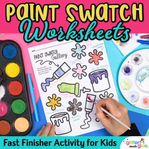 paint color art worksheets for elementary