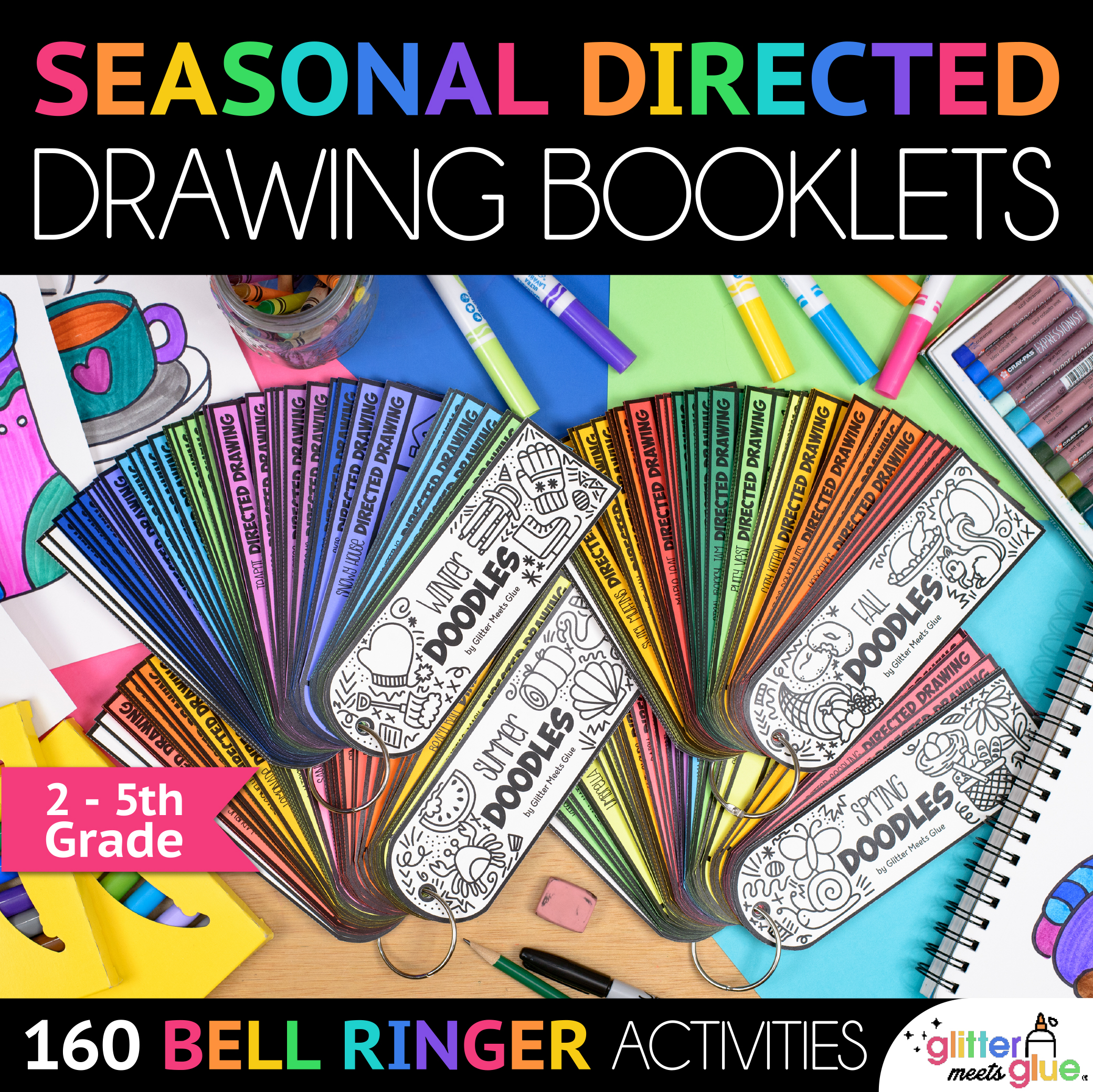 seasonal directed drawing booklet bundle for elementary art