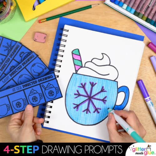 winter directed drawing booklet for kids