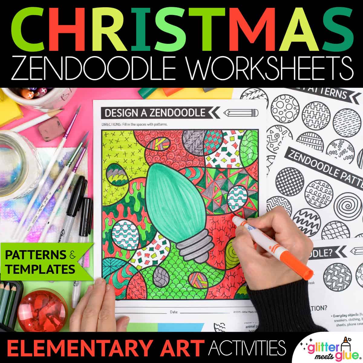christmas zendoodle art worksheets