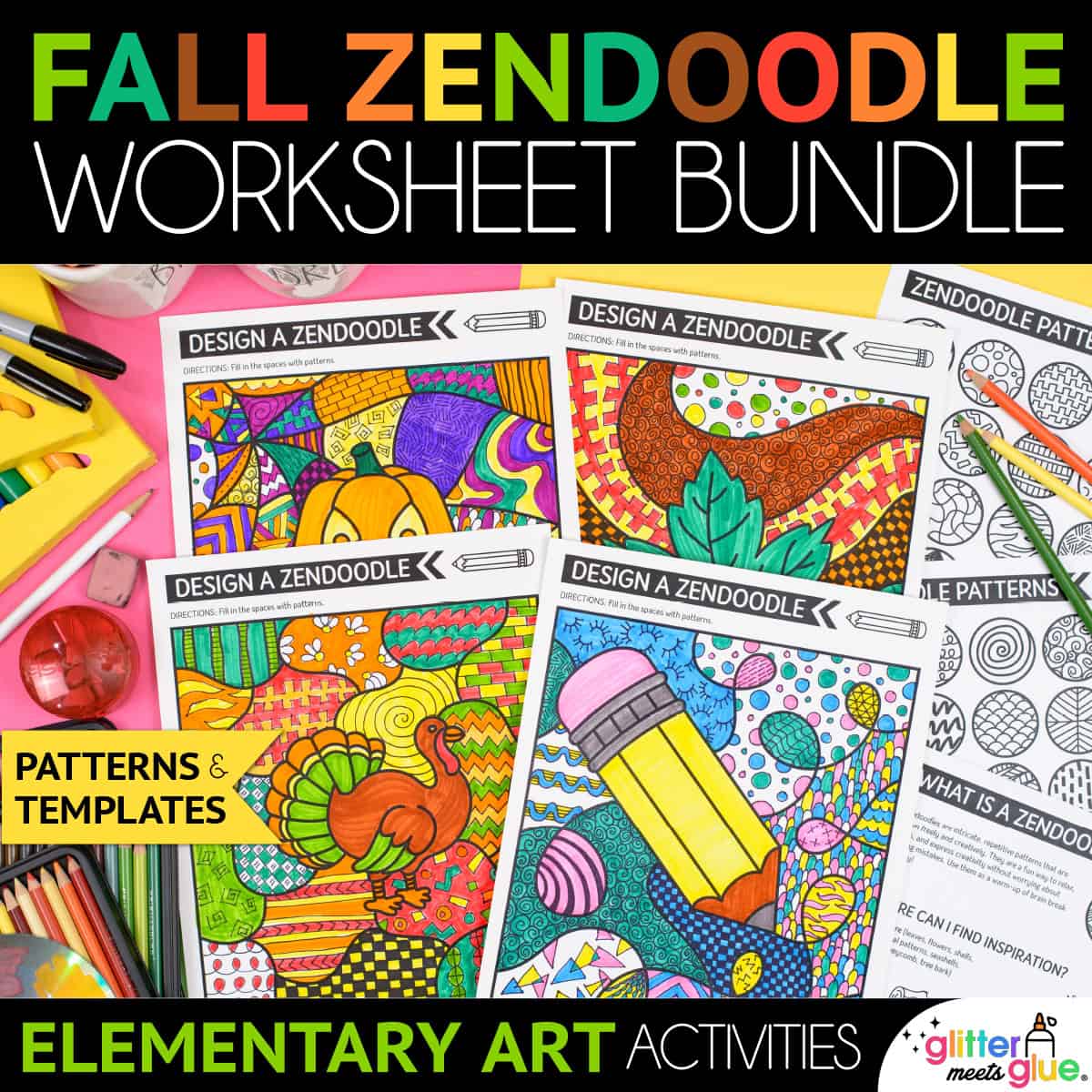 fall zendoodle art worksheets for elementary