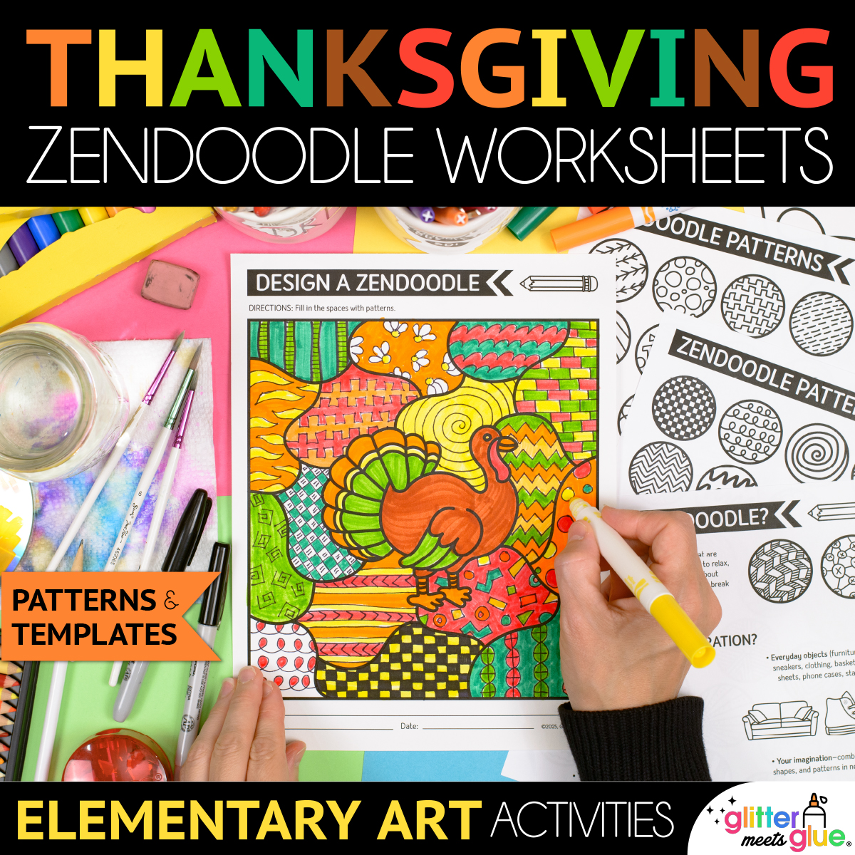 thanksgiving zendoodle art worksheets for elementary