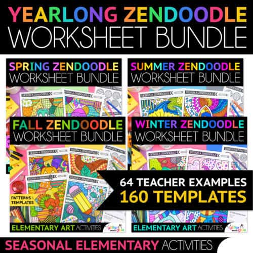 yearlong zendoodle art worksheets bundle