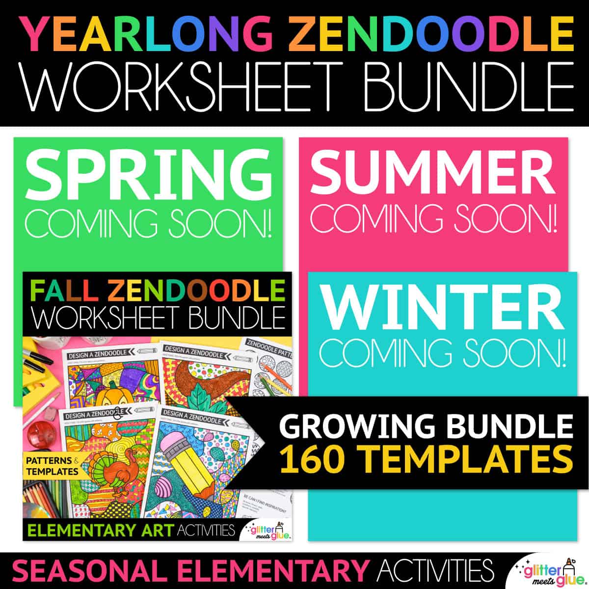 yearlong zendoodle art worksheets bundle
