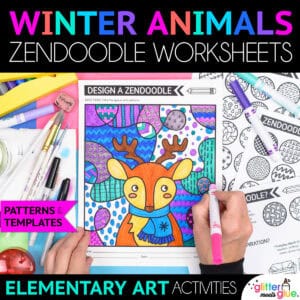 winter animals zendoodle art worksheets for elementary art