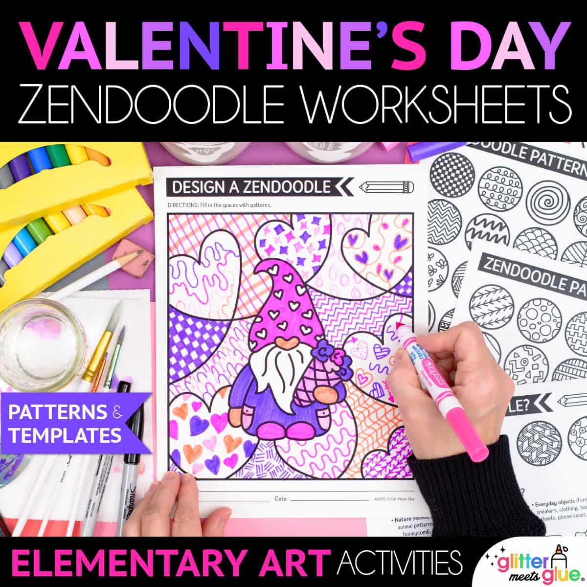 valentines day zendoodle art worksheets for kids