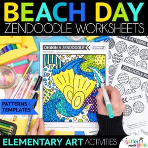 beach day zendoodle art worksheets