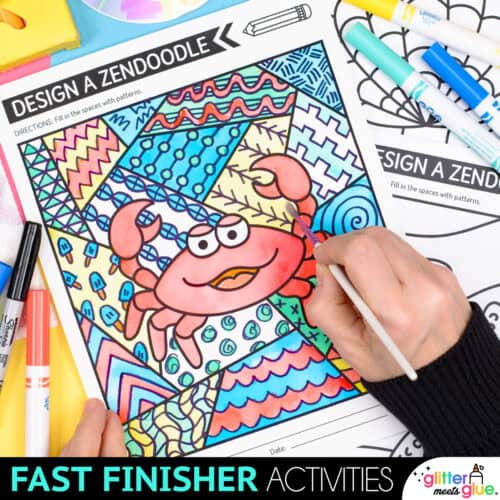 crab zentangle art worksheets for 3rd - 5th grade