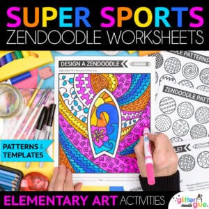 sports zendoodle art worksheets for physical education and art class