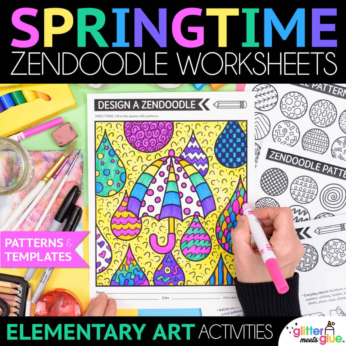spring zendoodle art worksheets